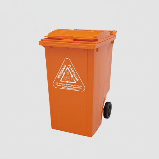 Contenedor de basura 360 litros naranja de alta densidad